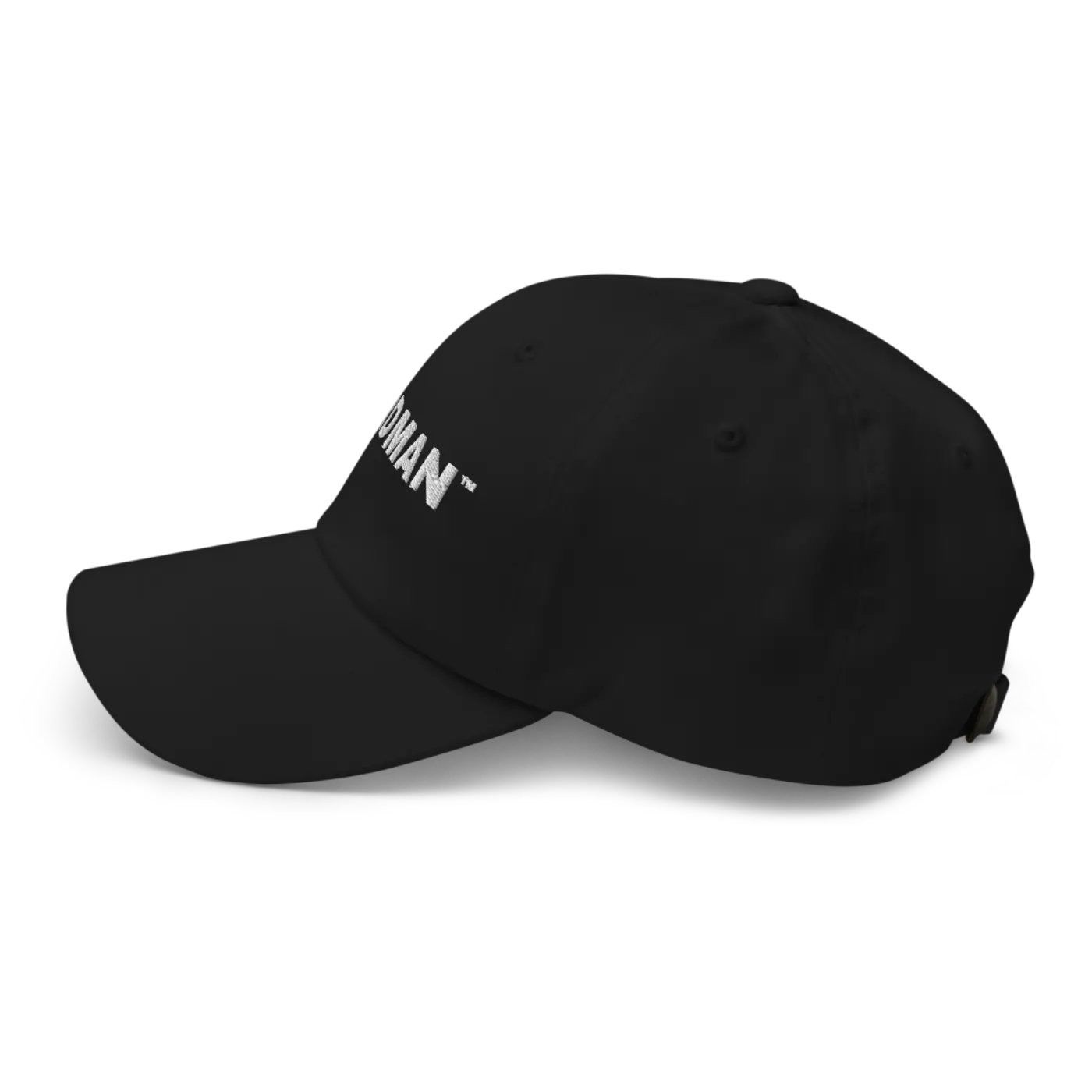 The same cap from the side, showing the low crown and curved visor.